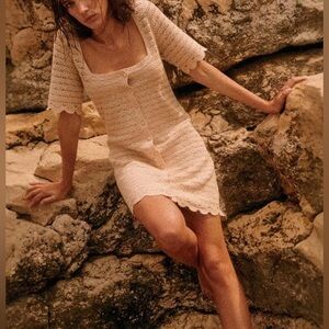 New Sezane Cassey Beige Knit Beach Dress